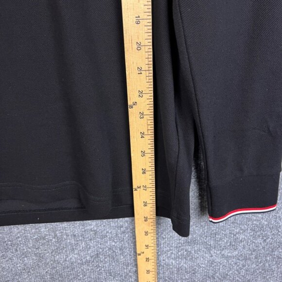 Moncler Long Sleeve Polo Shirt Men's Black Logo Trim Collar Cuffs Size Large - Picture 6 of 13